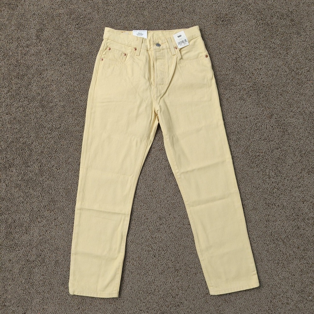 Levis Fresh 501 Cropped Jeans Womens 25x26‎ Yellow High Rise Straight Leg - Picture 2 of 13